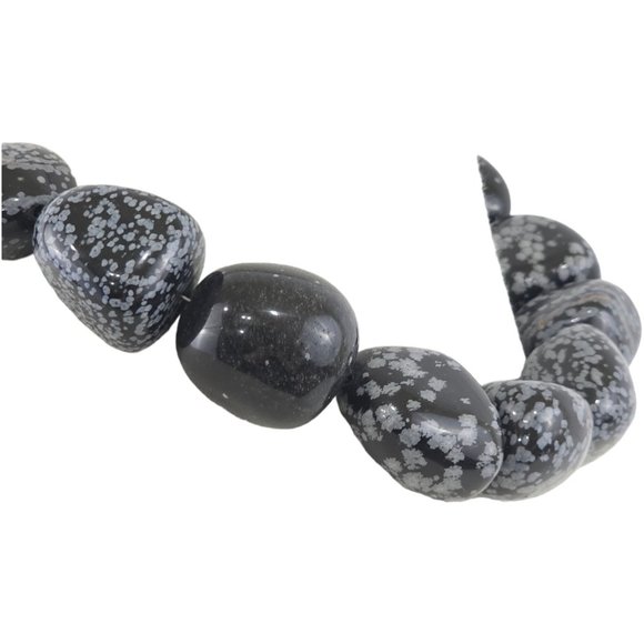 Femme Gems Vintage Snowflake Obsidian Collared Necklace 16" Rose Quartz 322g Z8 - Picture 3 of 6